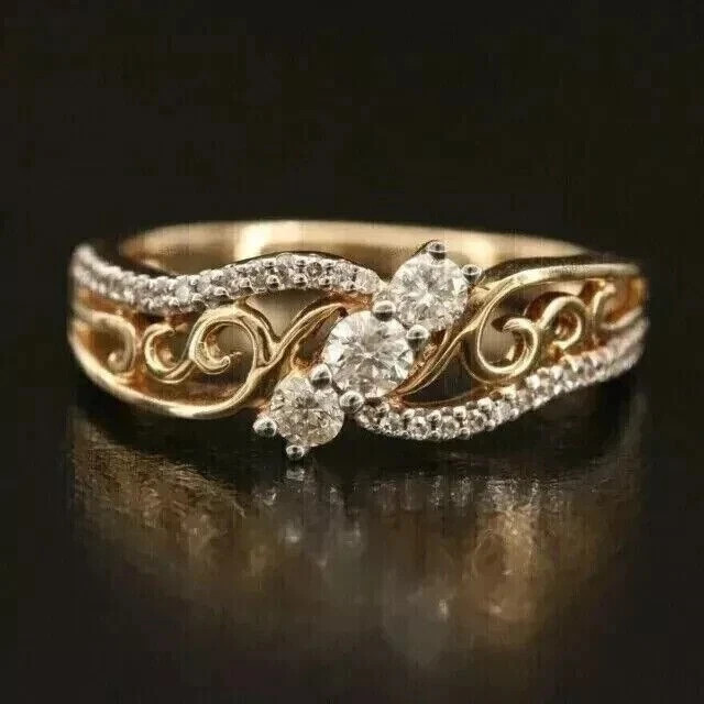 1.50 Ct Lab Created Round Cut Diamond Wedding Band Ring 14k Yellow Gold Plated