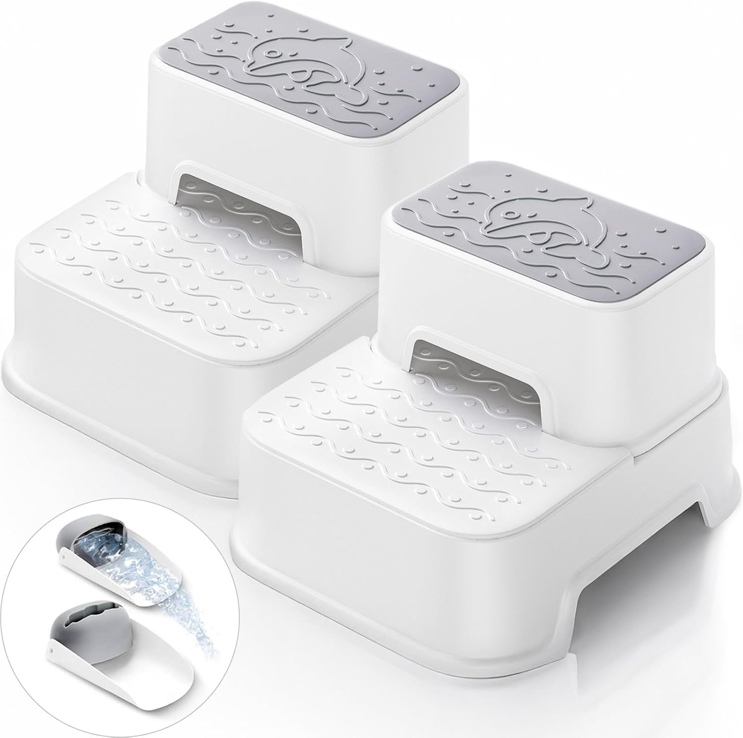 2-Step Stool for Kids - Toddler Anti-Slip Step Stool for Bathroom Sink/Toilet Po