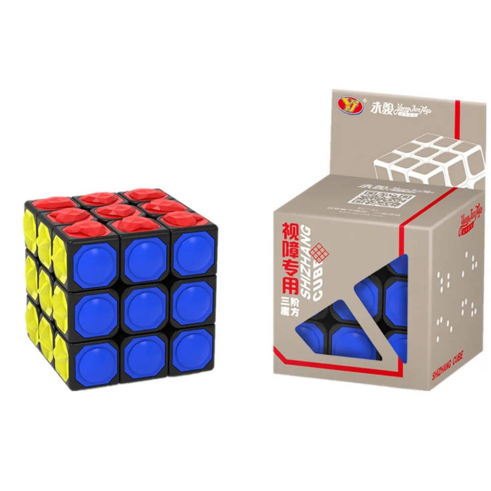 Tactile Three by Three Stickerless Speed Cube for Blind Accessibility and Touch