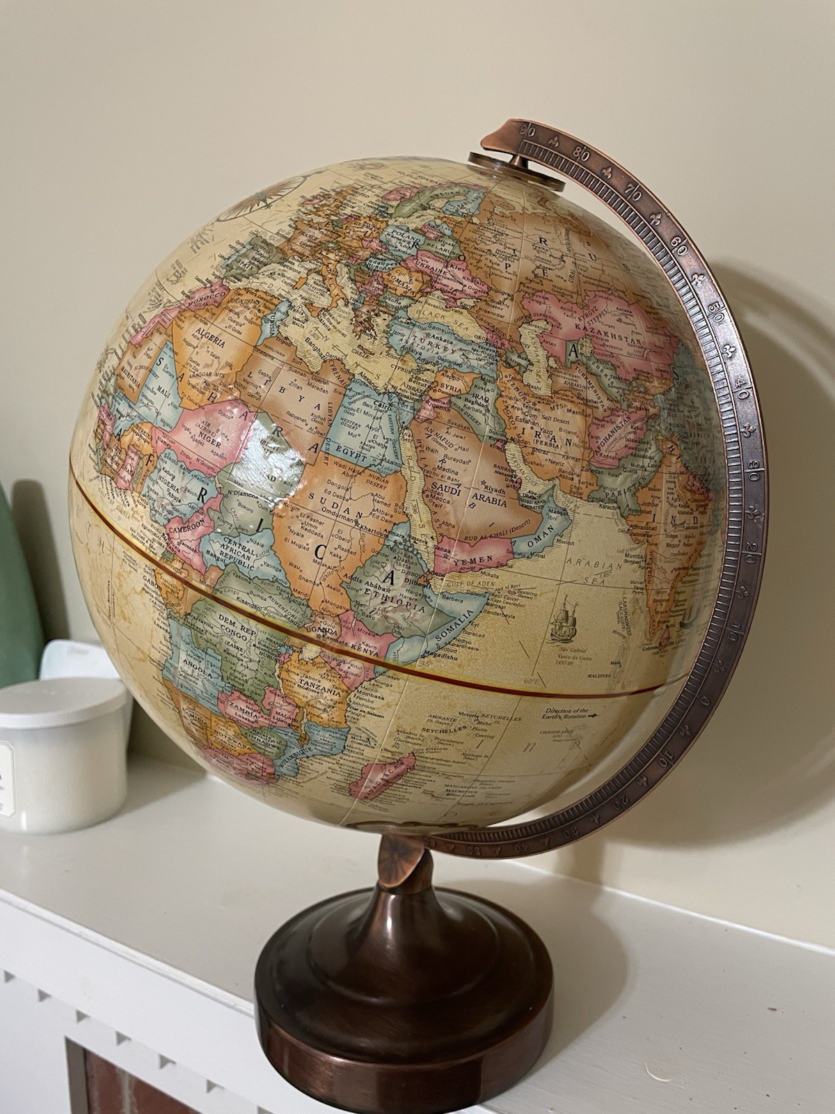 Vintage 1972/73 Replogle 12" World Globe - Raised Relief - Zaire / Sri Lanka