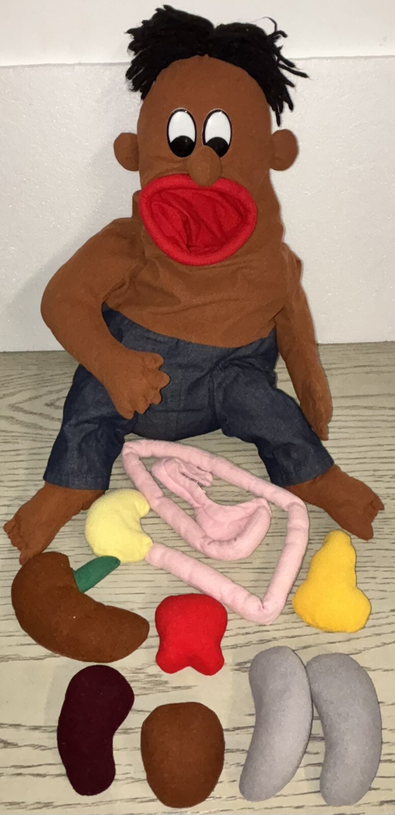 Gus Gutz EXTREMELY RARE Black / Brown - Anatomy/ Educational Plush Doll 1997 VTG