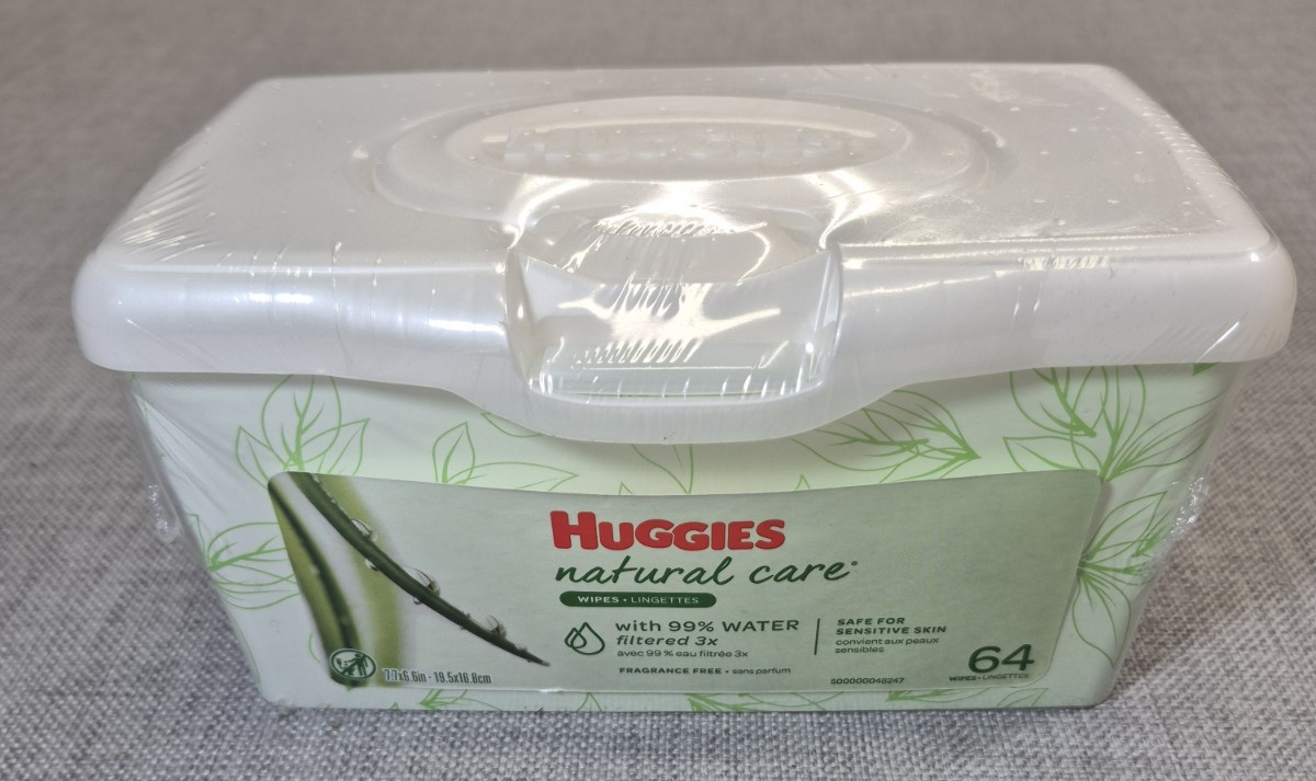 2022 Huggies Baby Wipes Refillable Plastic Container 64 Sealed Natural Care NEW