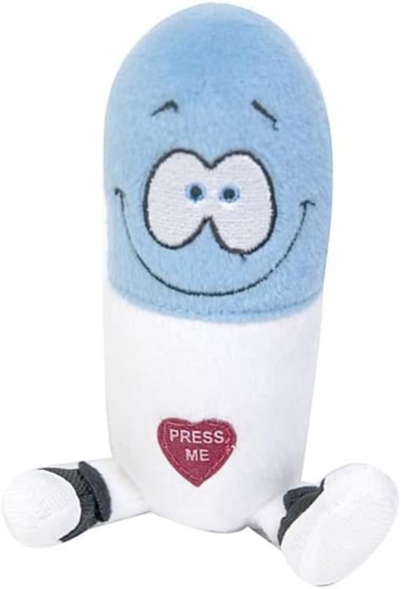 Giggling Plush Happy Pill Soft Toy Funny Stress Relief Gift