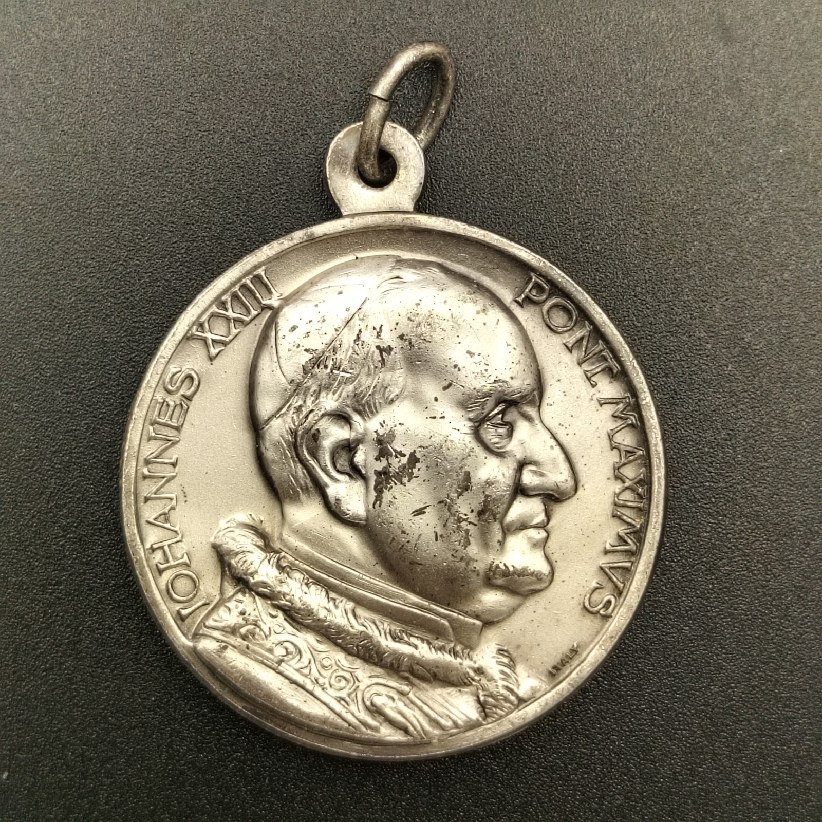 Vintage Pope John XXIII Pont Max Pius XII Religious Medal Pendant Italy