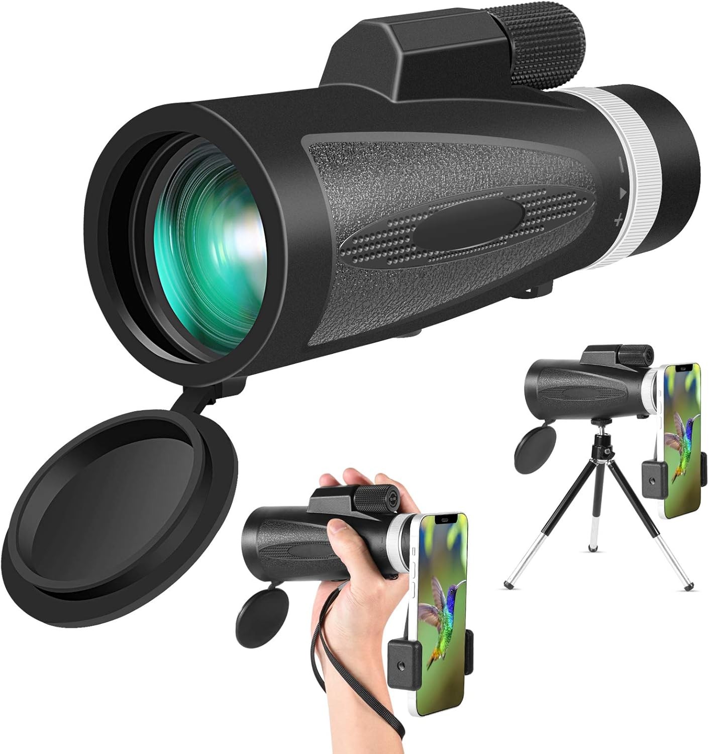 12X50 Zoom HD Monocular Telescope with Smartphone Holder & Tripod BAK-4 FCM