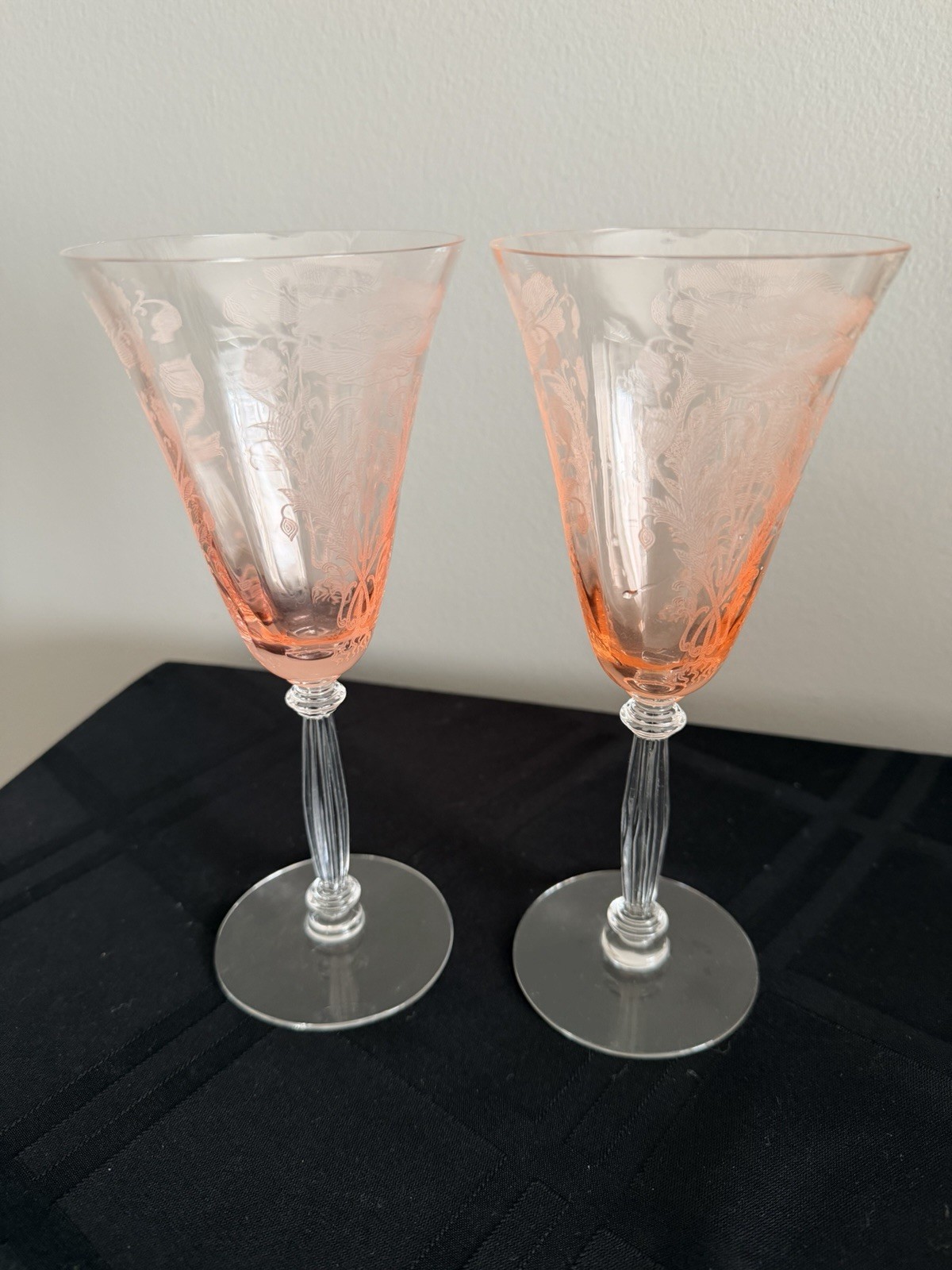 Tiffin Flanders Pink Wine Glasses 8 1/4” Set Of 2