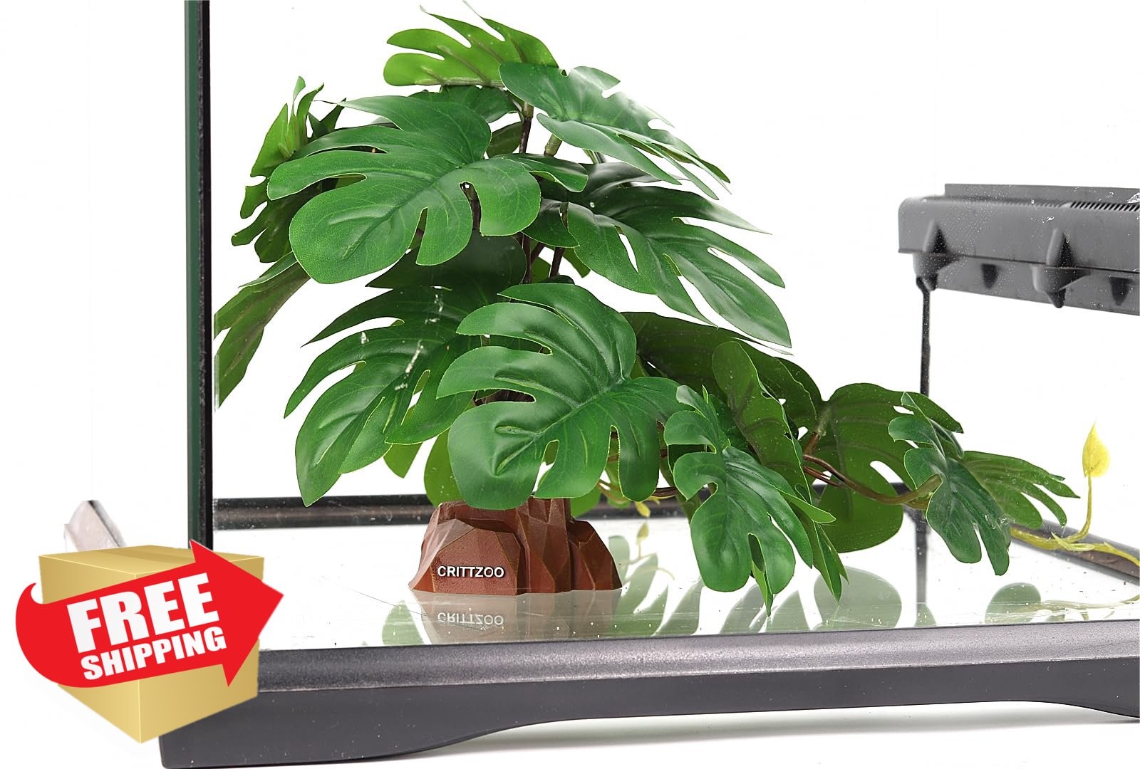 CRITTZOO Reptile Fake Plants Terrarium Decor Monstera