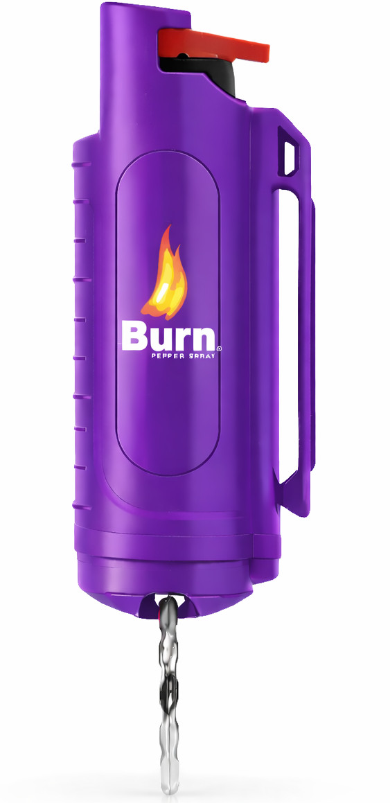 Burn Pepper Spray Keychain .50 Maximum Strength Police Grade Self Defense Purple