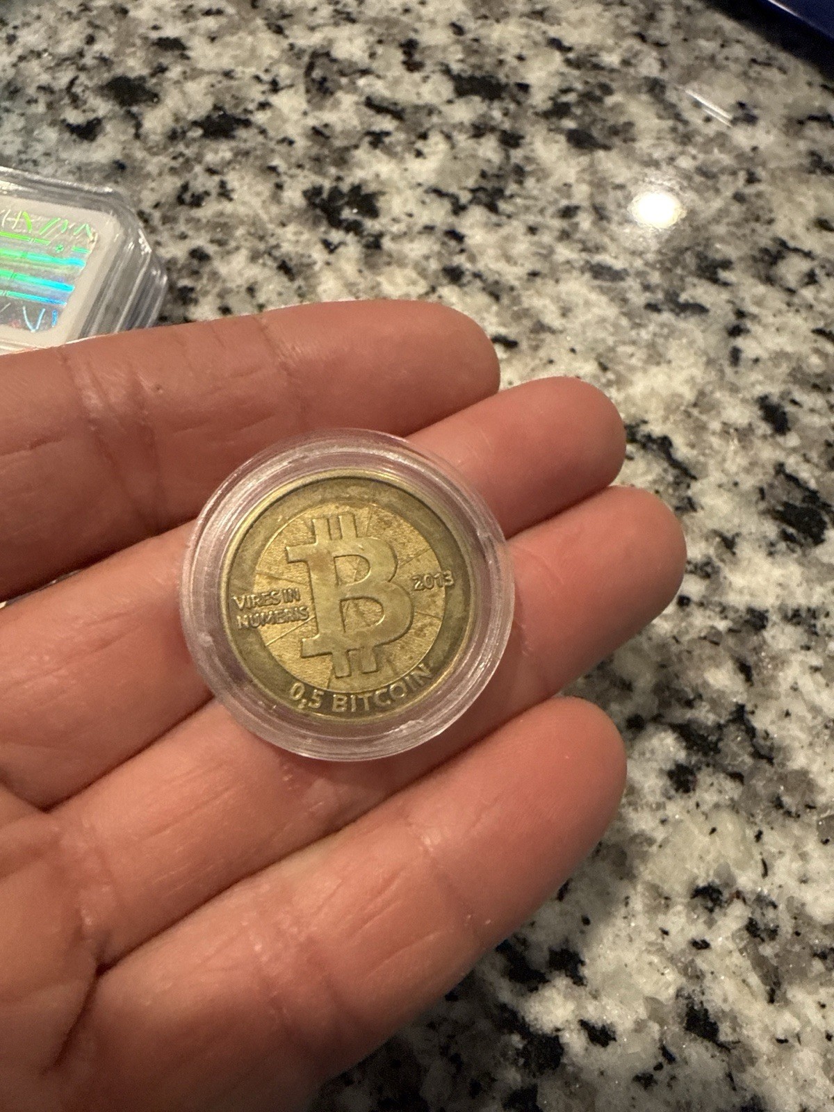 Bitcoin 0.5 Bitcoin Physical Collectible Coin 2013 with Hologram