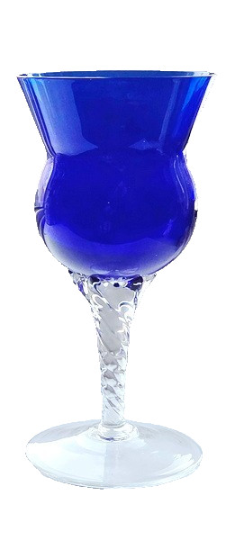 6 3/8" Cobalt Blue Replacement Wine, Water, Champagne Glass Clear Twisted Stem