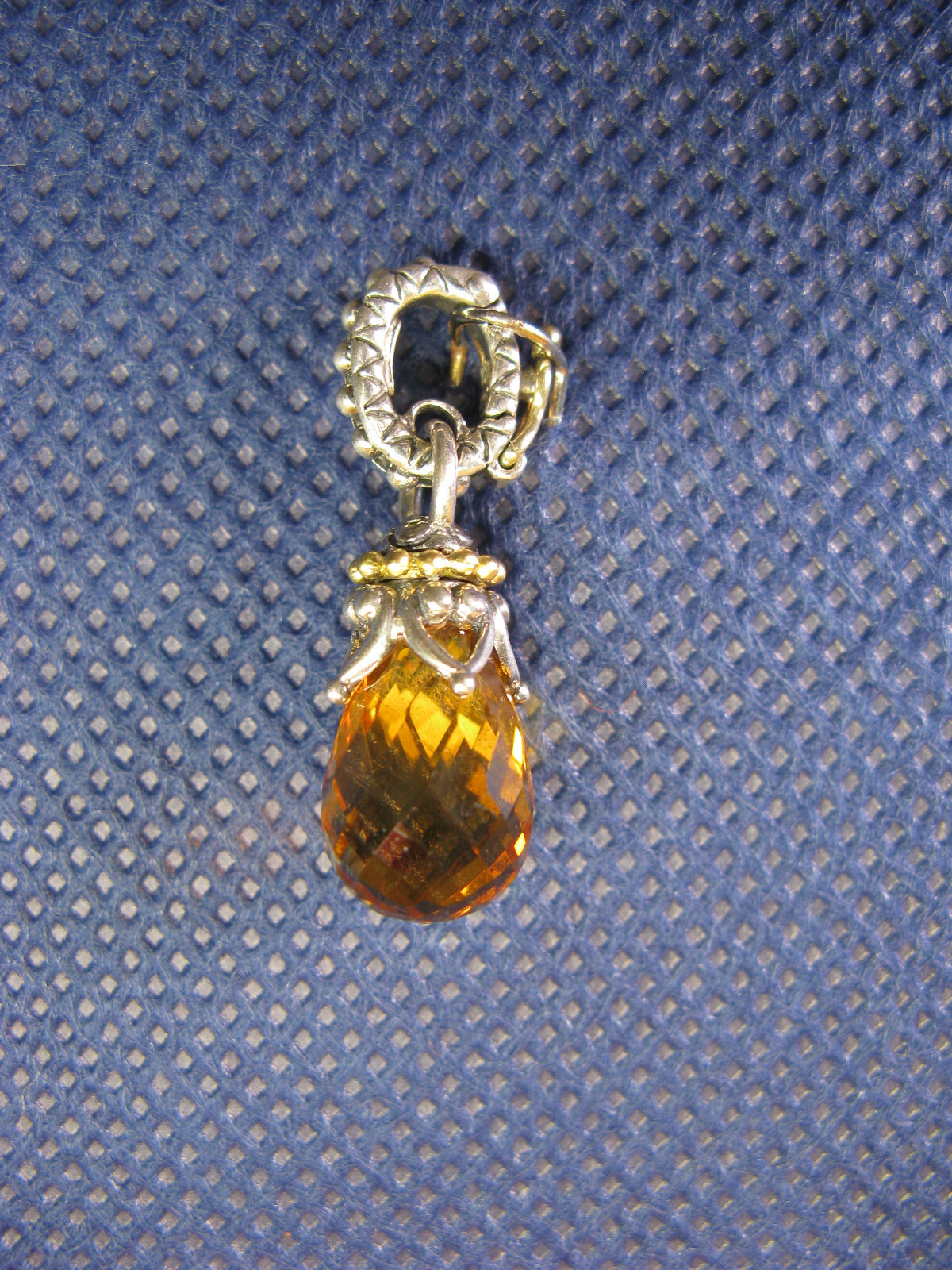 BARBARA BIXBY CITRINE BRIOLETTE CHARM PENDANT SS 18K COUTURE GIFT Designer