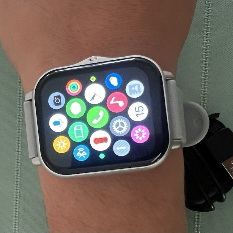 Silver 44mm Smart Watch Gray Silicone Band Heart Rate Monitor GPS Android iOS