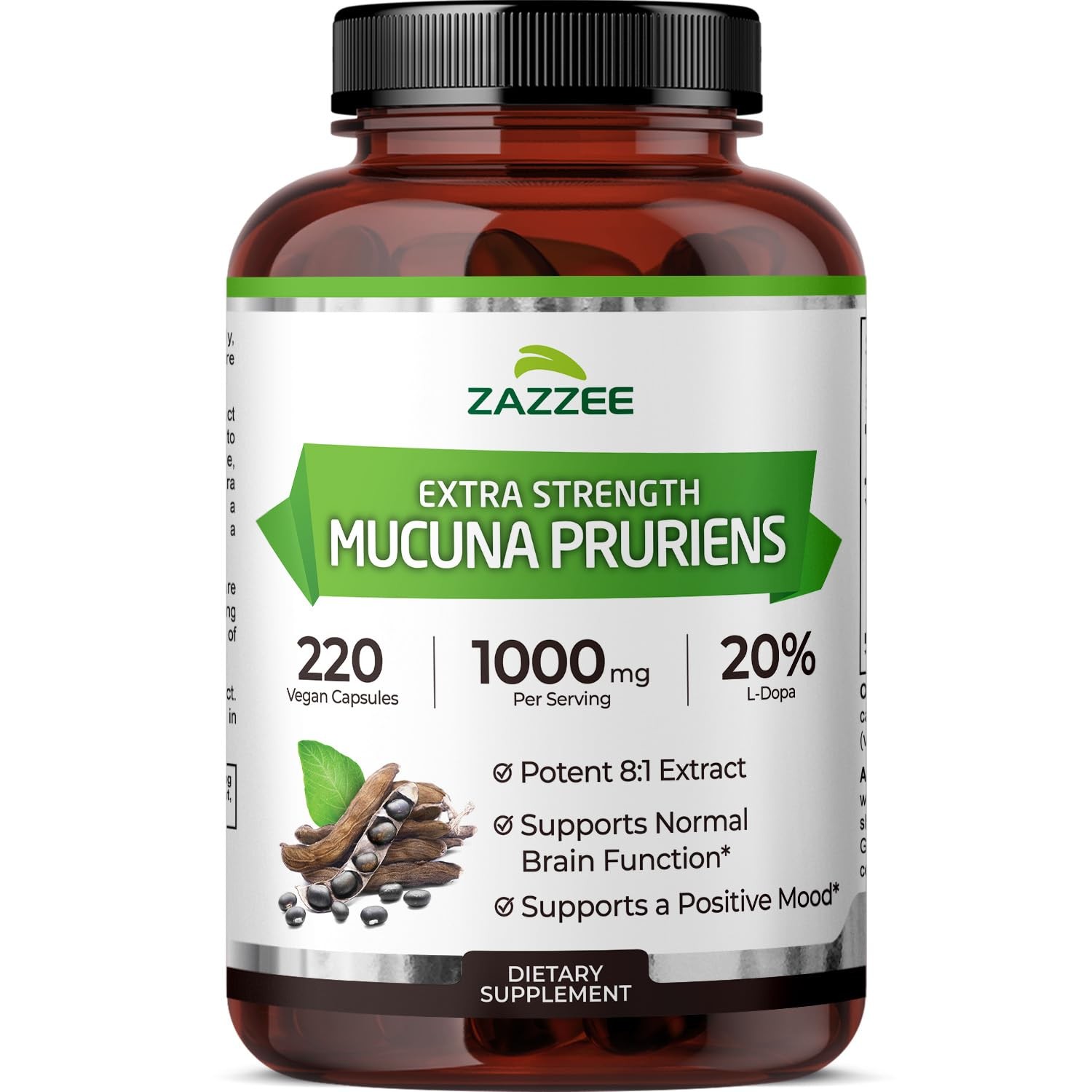 Zazzee Extra Strength Mucuna Pruriens 81 Extract, Minimum 20% LDopa, 1000 mg,...