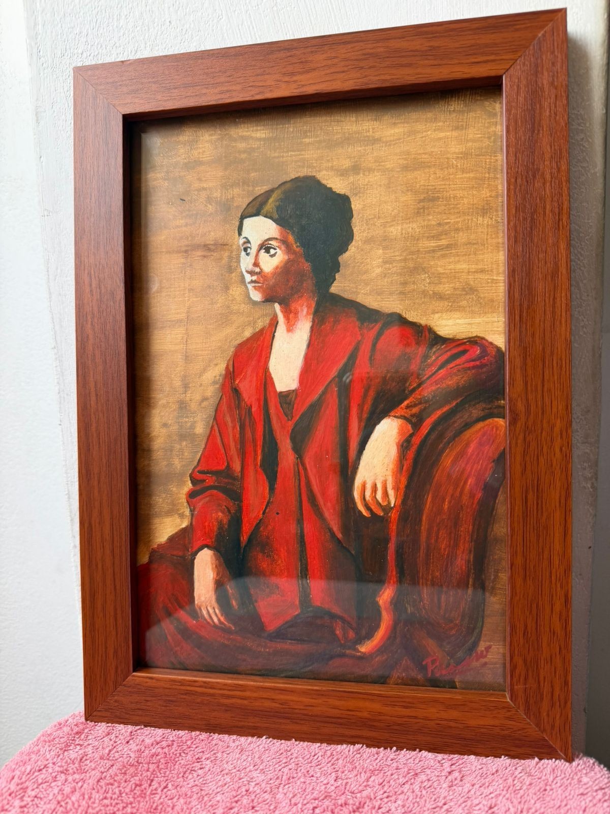 pablo picasso , framed oil painting on wood, sealed and signed.