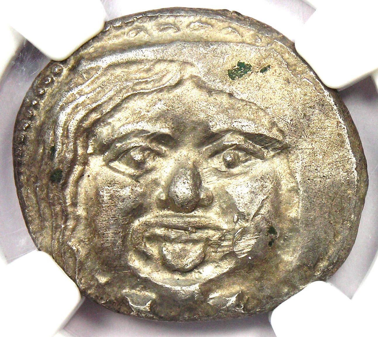 Etruria Populonia Silver AR 20 Asses Gorgon Greek 200 BC Coin - Certified NGC AU