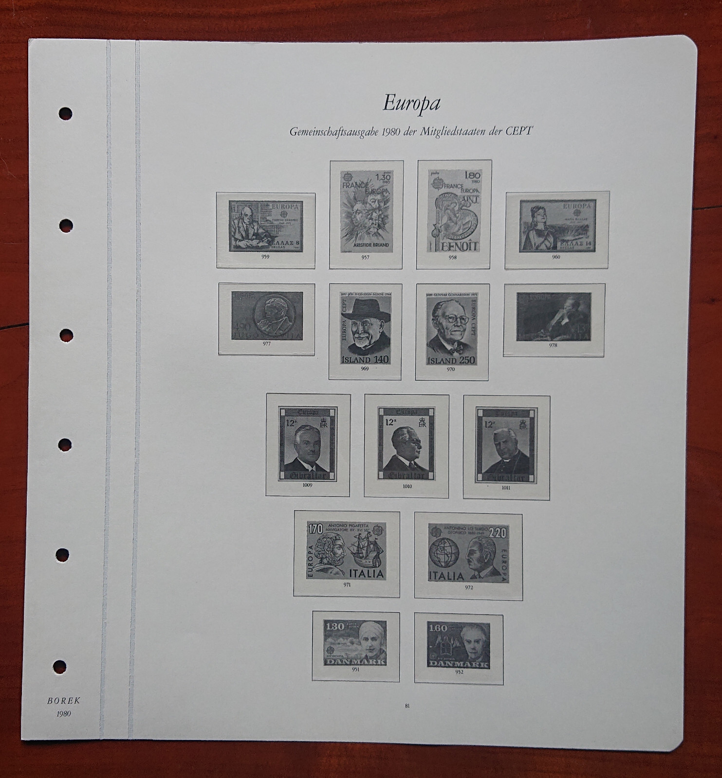 Form sheet Europe Joint Issue 1980 Member States CEPT Iceland