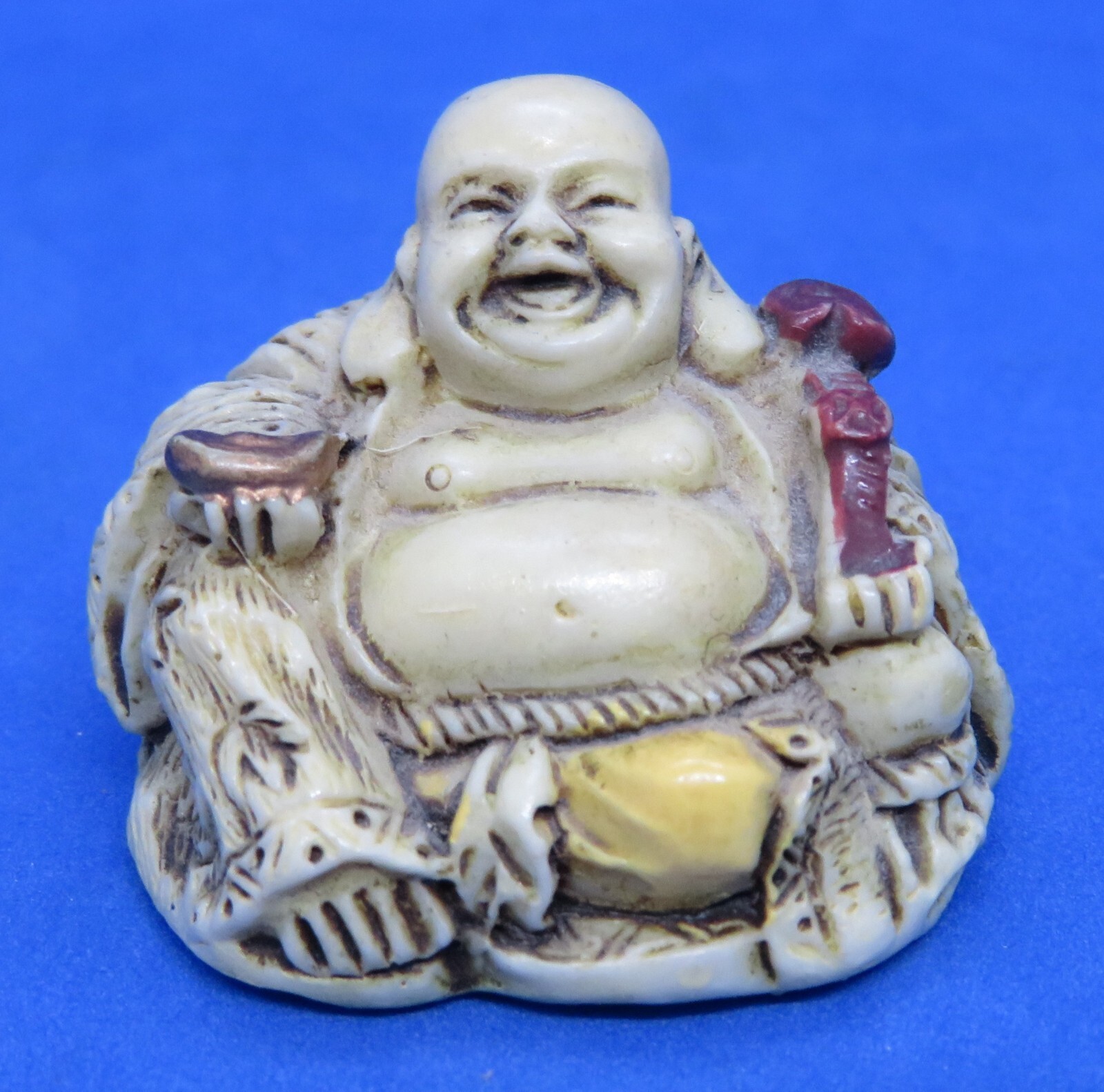 Chinese cream colour resin vintage Art Deco oriental antique Buddha figurine