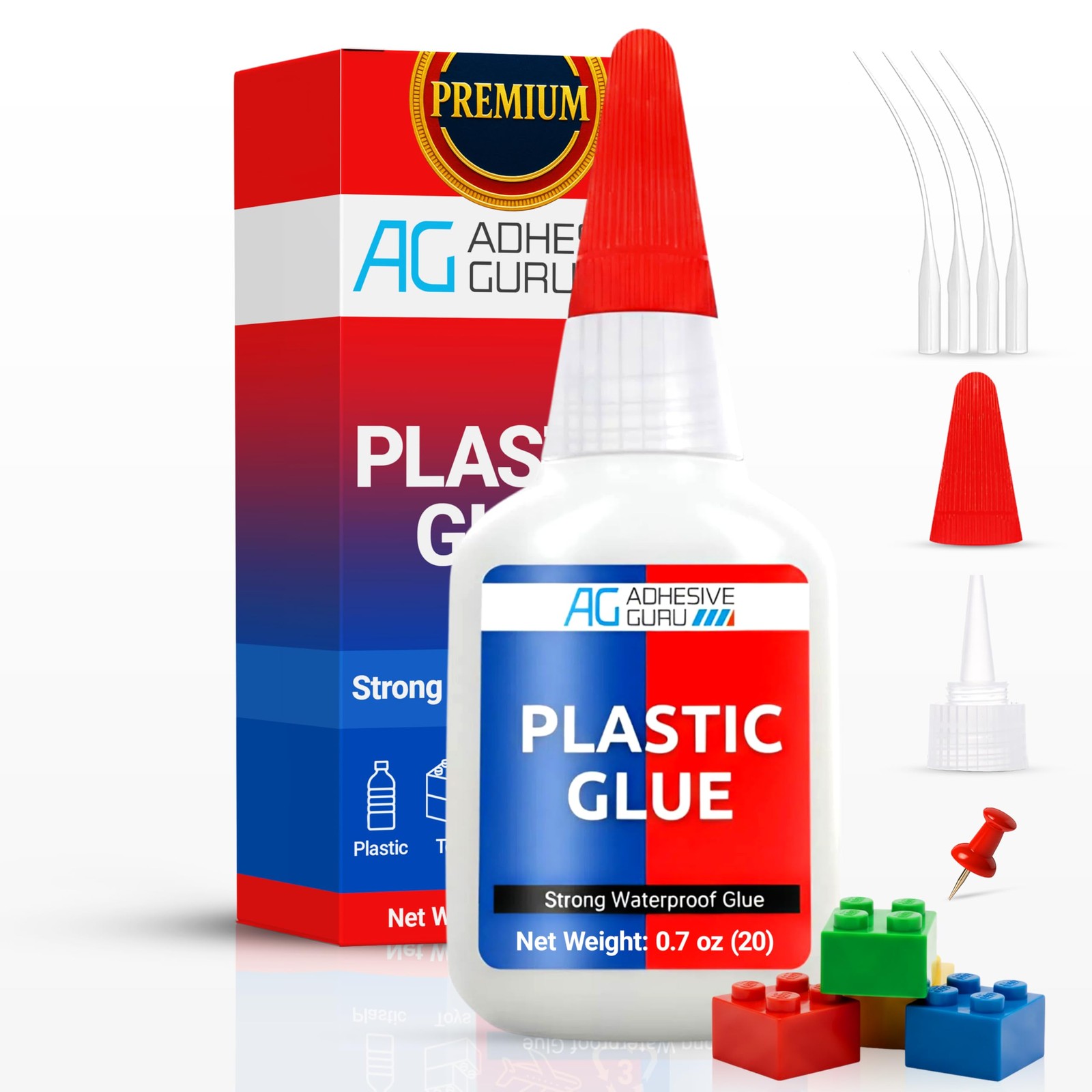 Adhesive Guru Plastic Glue (0.7 oz) Ultra Strong Super for 1 Pack, Clear 