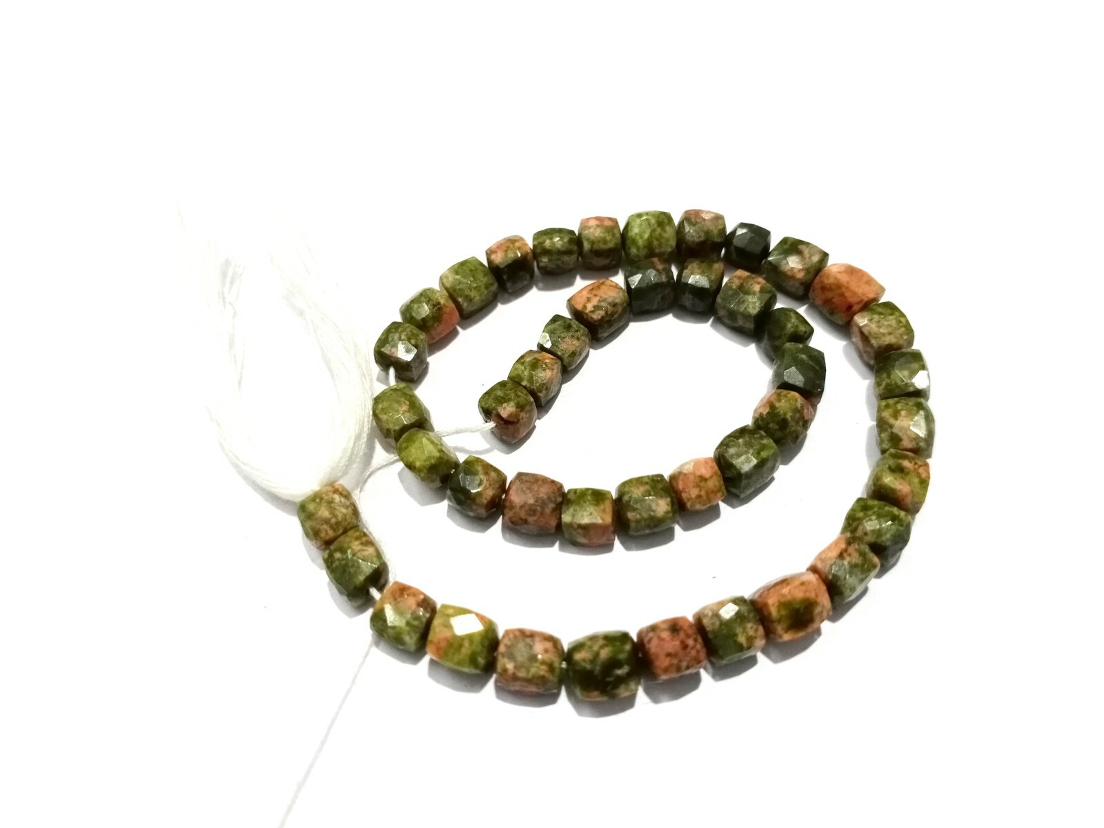 1 Strand Natural Unakite 3D Cube Box Faceted 5-6mm Unakite Loose Beads 8"inch U1