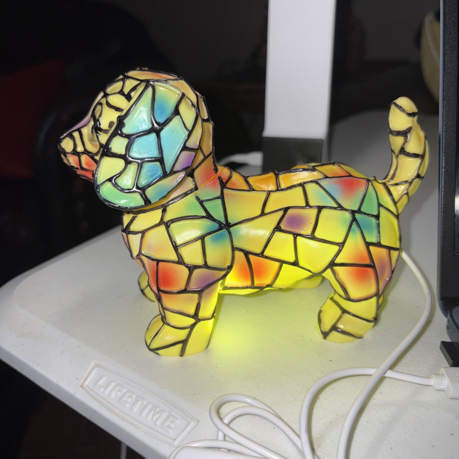 Mosaic Doggy Nightlight 5” High 6.5” Long USB Port