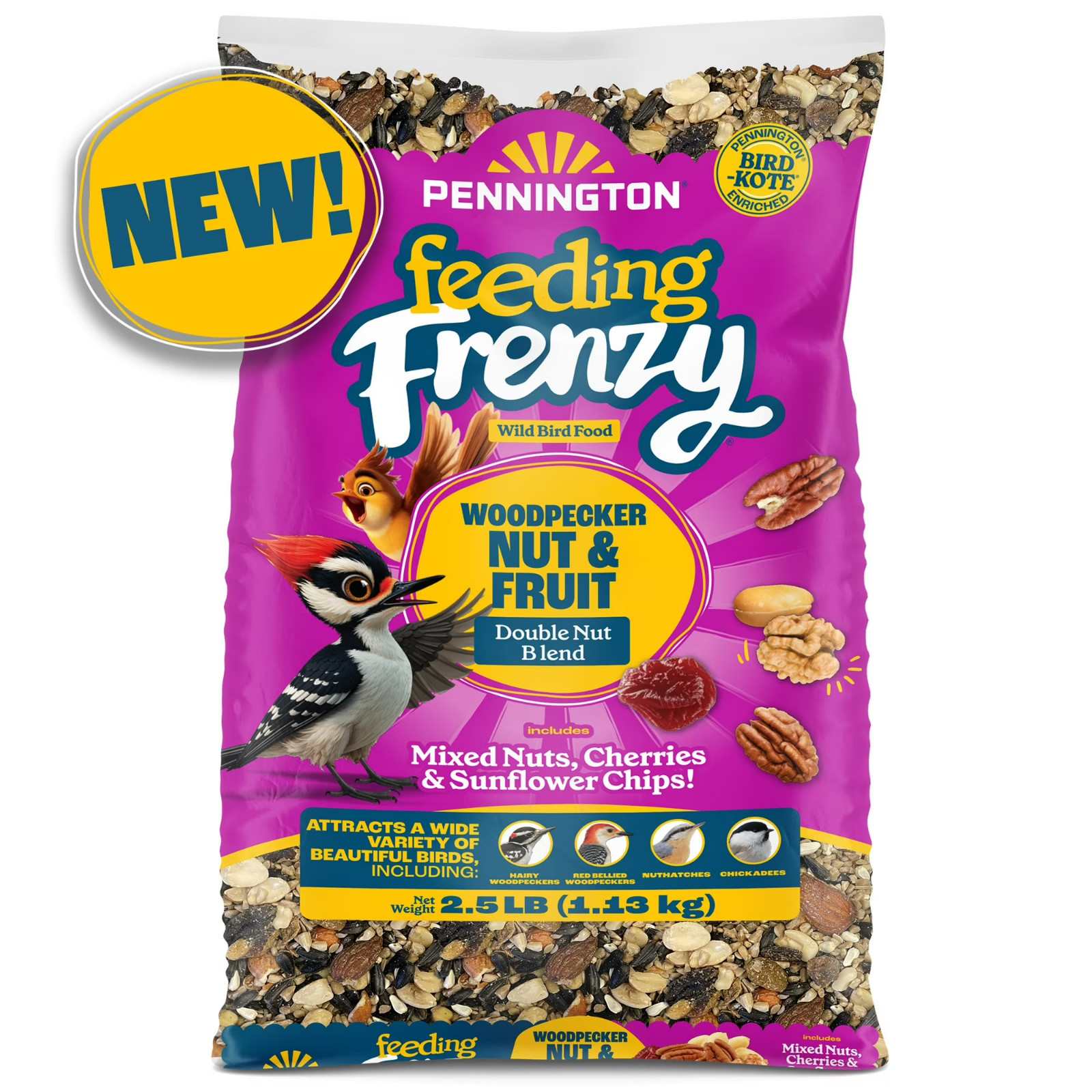 Pennington Feeding Frenzy Woodpecker Nut and Fruit Wild Bird Food Blend, 2.5 lb.