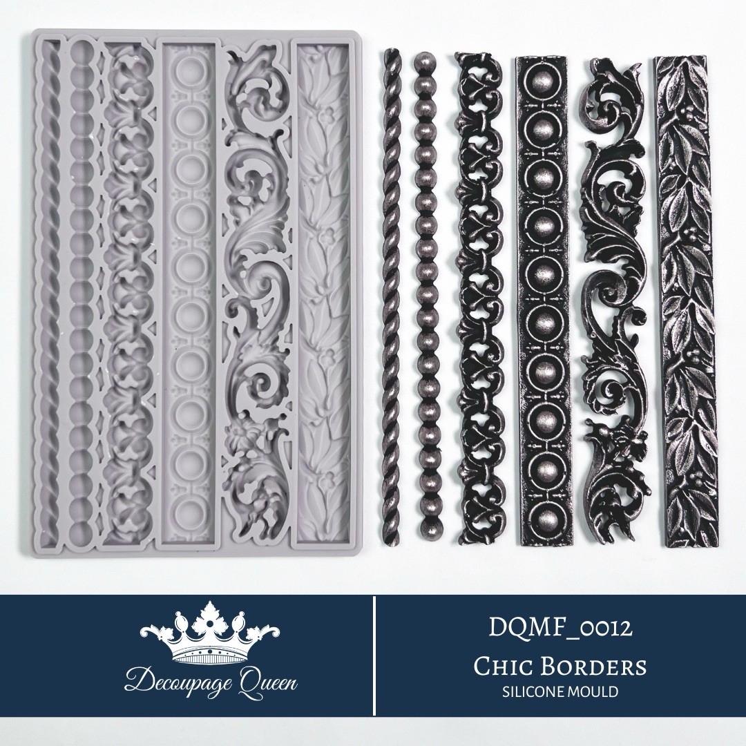 Decoupage Queen DQMF_0012 Chic Borders Silicone Mould for Plaster Resin Clay