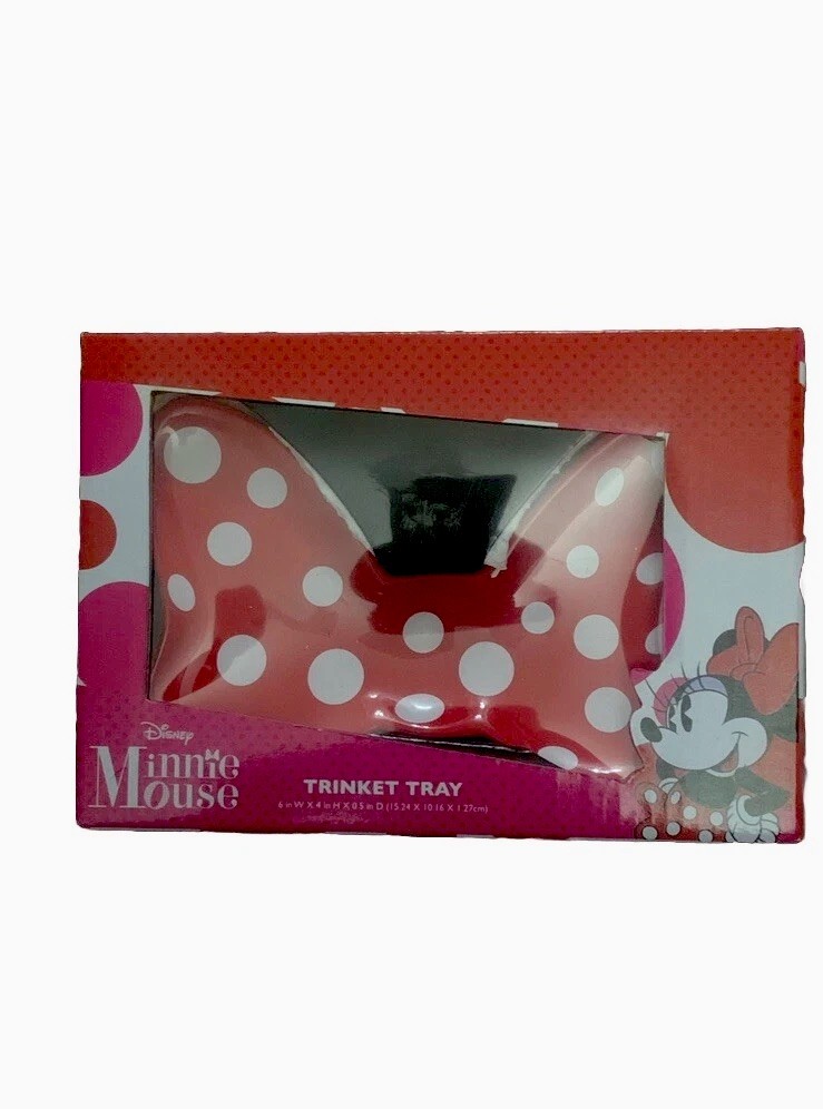 Disney Jewelry Trinket Tray. Minnie Mouse Red Bow Tie With White Dots New
