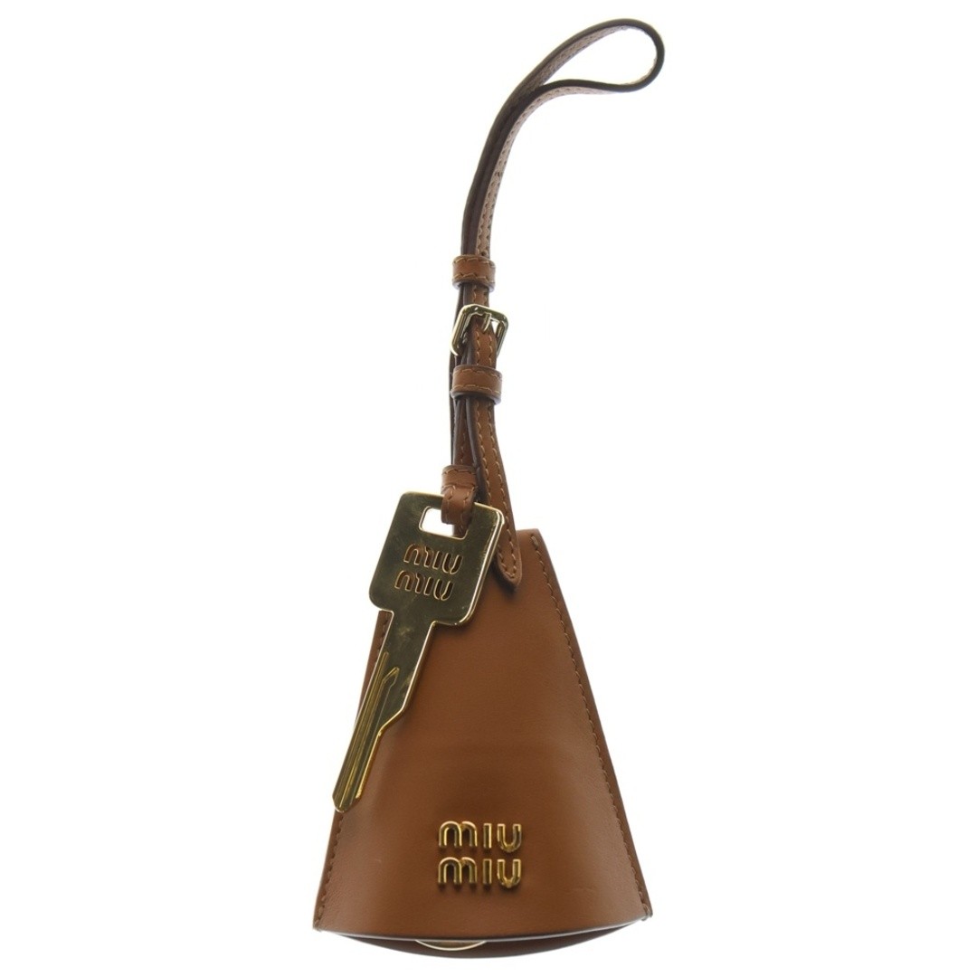 Miumiu Miu GD Hardware Leather Trick Keychain Charm Brown 5TL514 Used c60eaaeef1