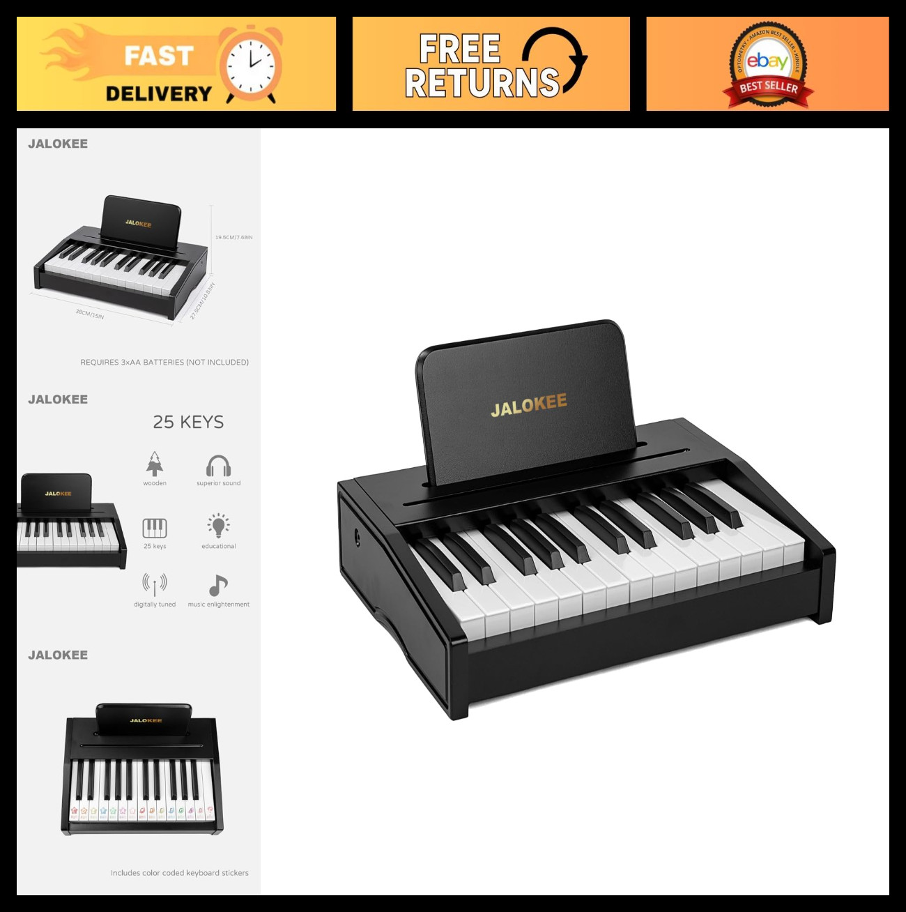 Kids Digital Piano Keyboard - 25 Keys Music Toy for 3+ Years, Educational Instru