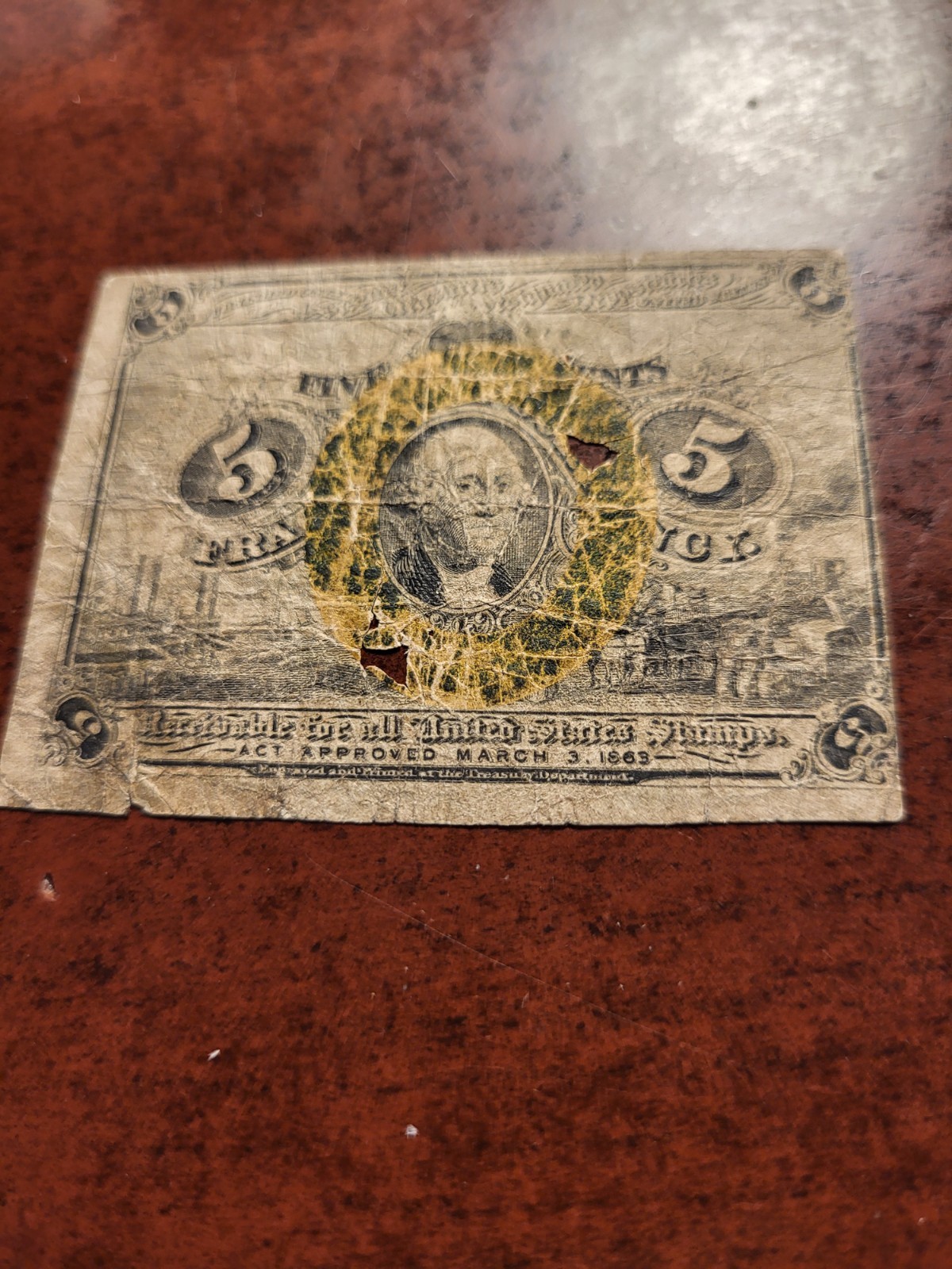 US 5 Cent Fractional, Approved March 3rd, 1863    inv03    m35