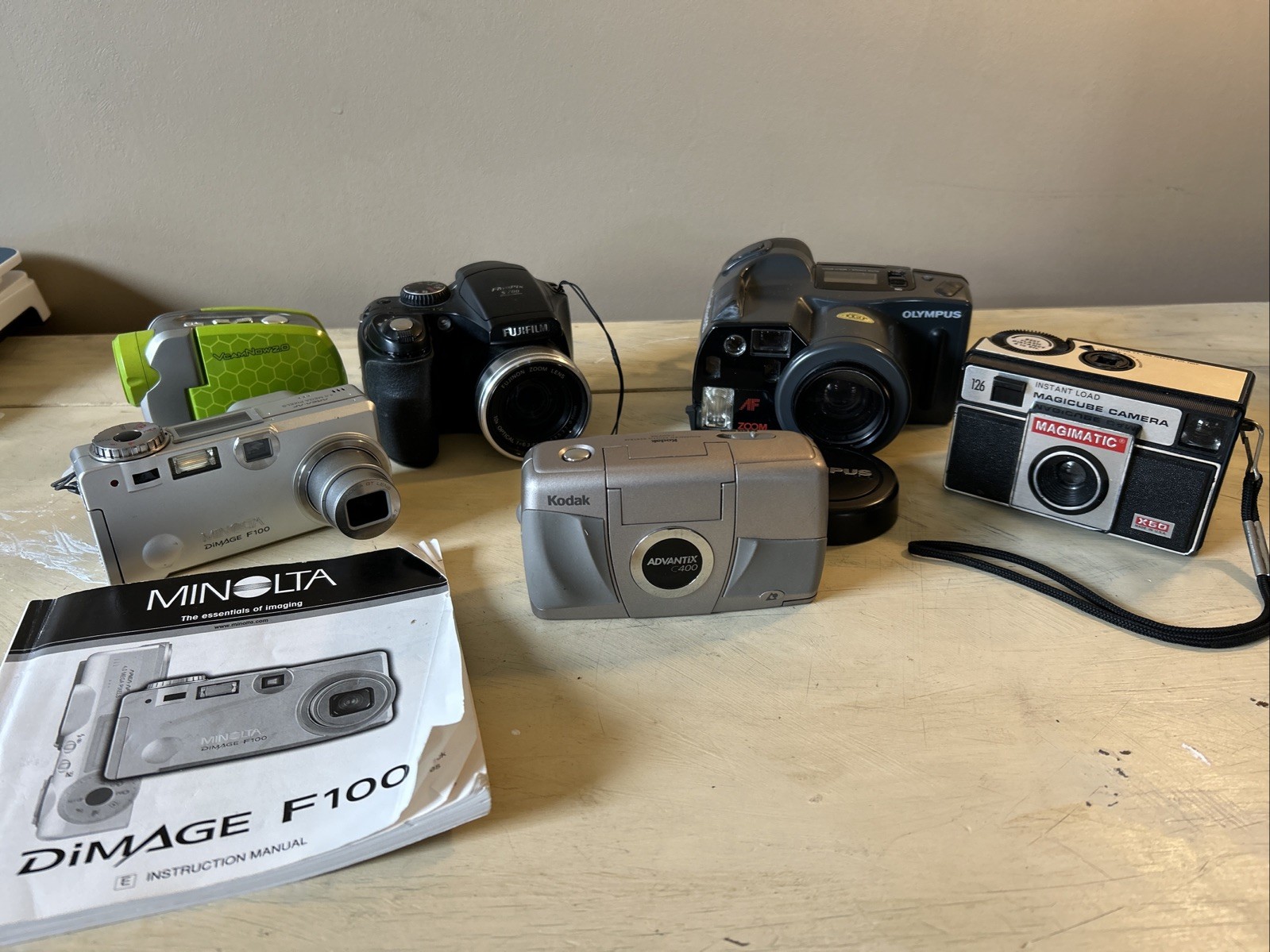Lot of 6 Instax, Minolta, Olympus, VCam, Kodak, Fujifilm Cameras Untested.