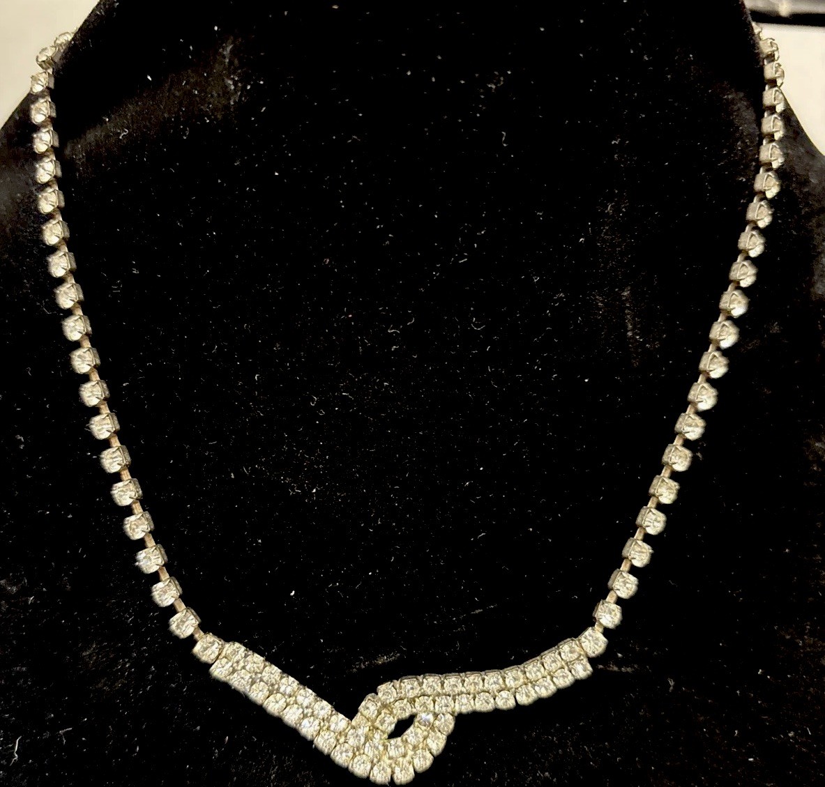 necklace Tennis Rhinestones Clear Prong Setting Vintage Women Fashion