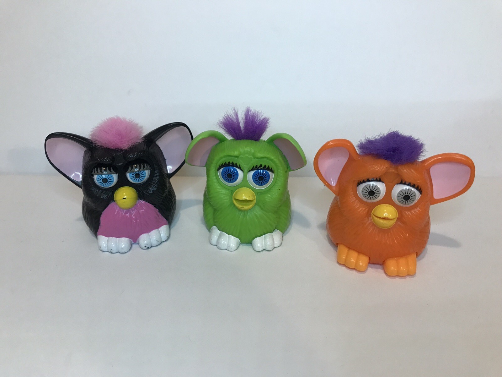 3 VTG Furby McDonalds Happy Meals Toys figurines By Tiger 1998