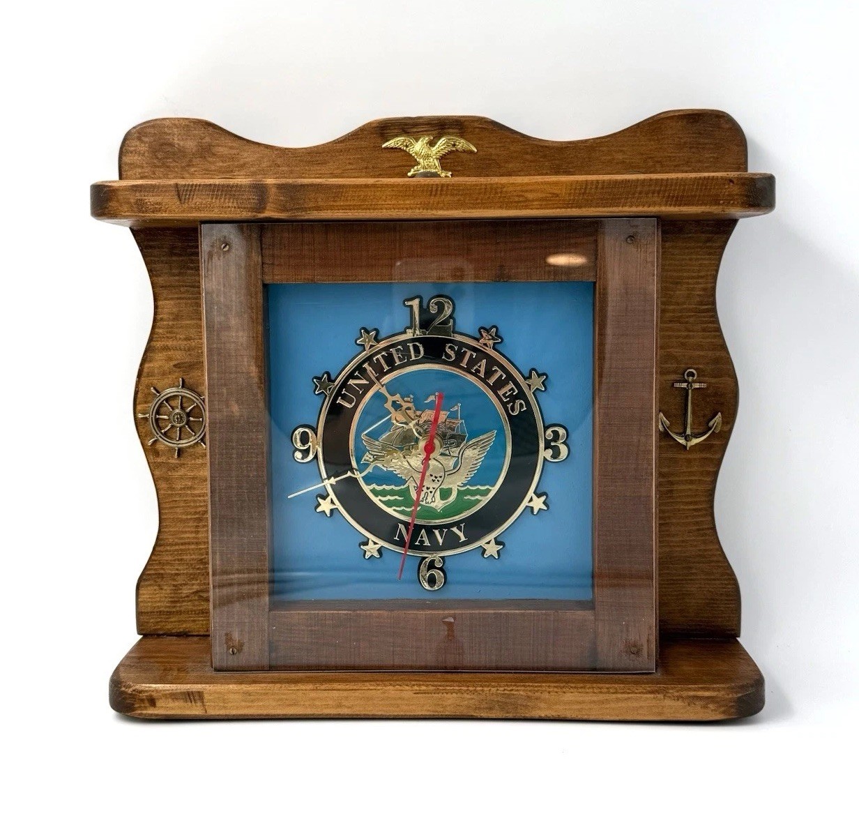 United States Navy Mantel Clock Nautical Military Decor 12”