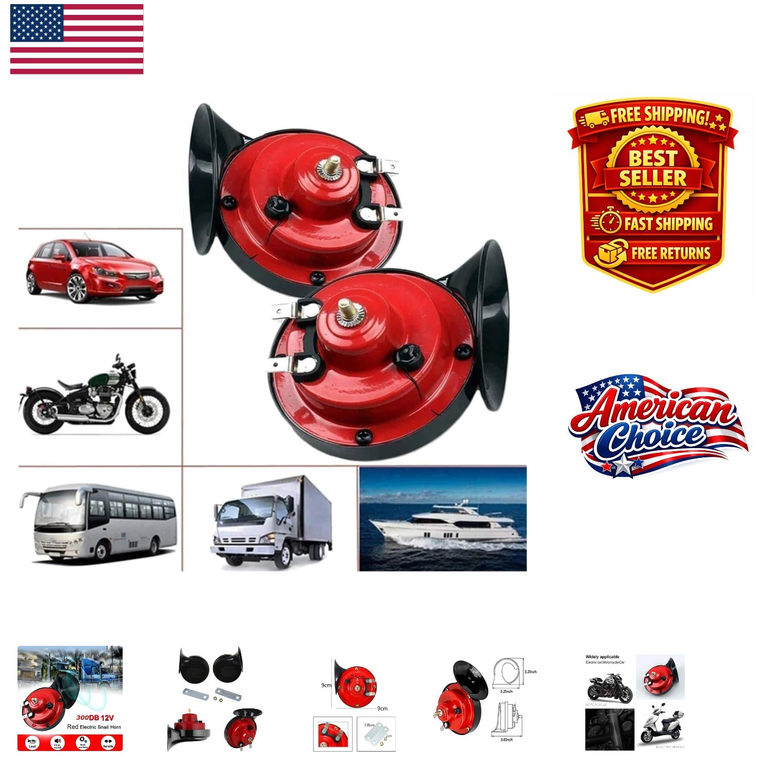 12V Loud 300DB Train Horn Kit - Dual Waterproof Kits for Trucks & Passenger Cars