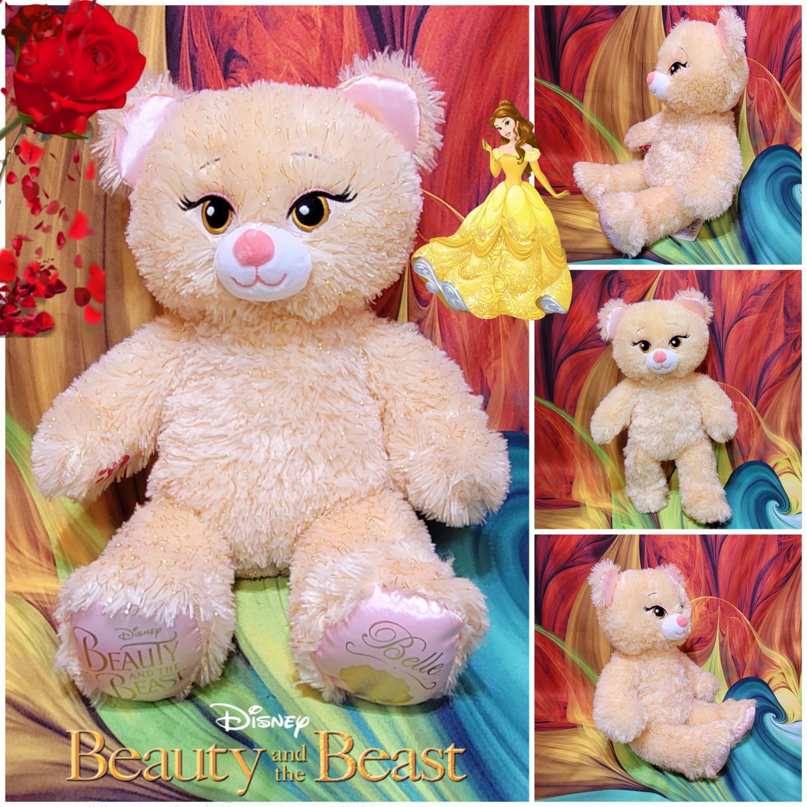 Build a Bear Princess BELLE Beauty & Beast Disney 16" Stuffed Plush Teddy