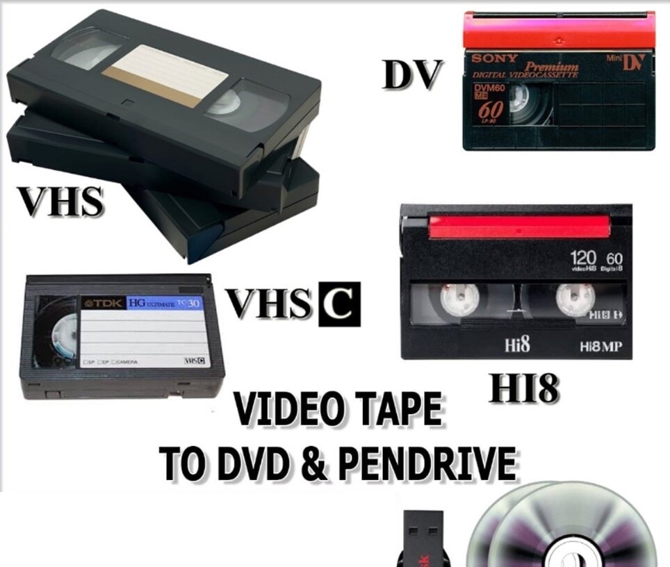 VHS (C) Mini TO DVD or DIGITAL FILES TRANSFER or USB Flash Drive (NTSC, Pal etc)