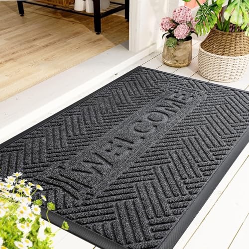  Front Door Mat Outside Entrance, Durable Outdoor Indoor Mat, Low Profile 