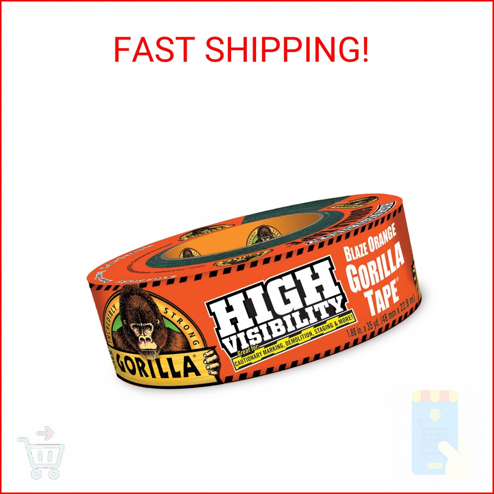 Gorilla Tape, High Visibility Duct Tape, 1.88" x 35 yd, Blaze Orange, (Pack of 1