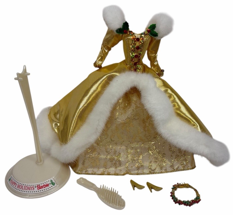 JUST UNBOXED Vintage 1994 Happy Holidays Barbie Doll Dress Shoes Headband & MORE