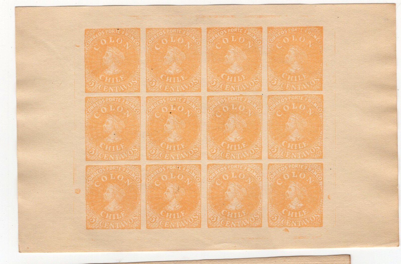 CHILE 1853 First Issues Colon Columbus FAKE NOT REAL ONLY FOR REFERENCE XI