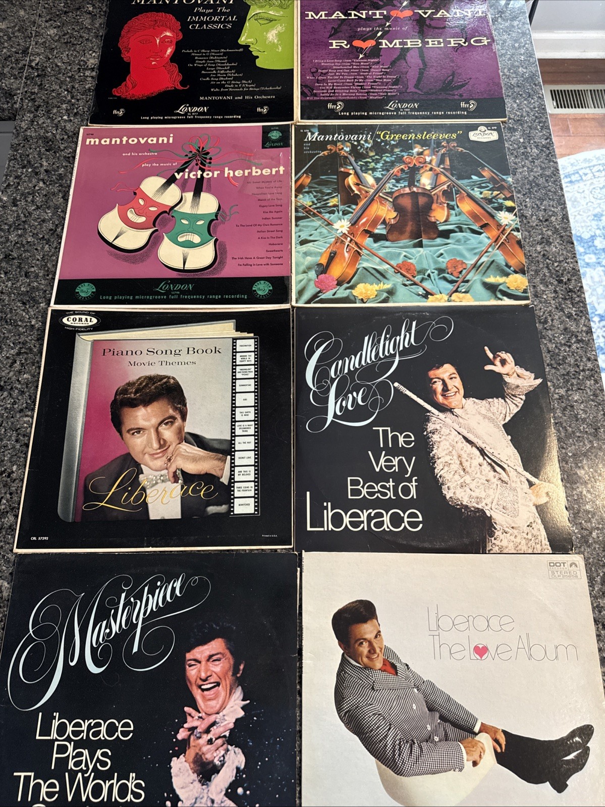 Liberace & Mantovani Vintage Vinyl Of 8 Albums - Rare, Near Mint, First Press