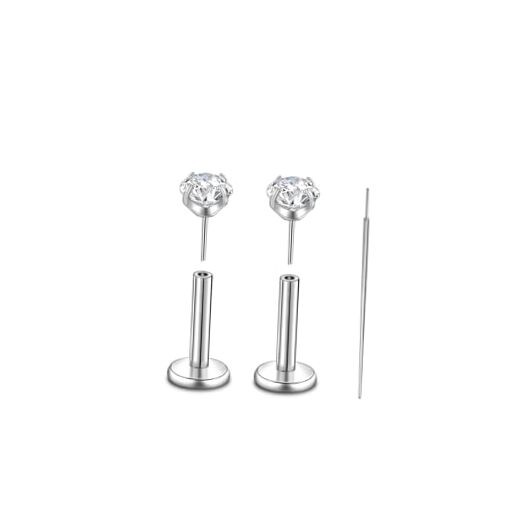  20g/18g/G23 Titanium Threadless 2/3/4mm CZ 16g 16G 3mm stone 6mm length,2pcs