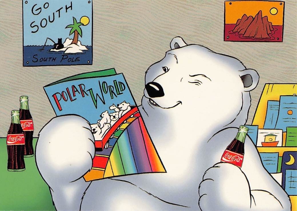 1996 Collect-A-Card Coca-Cola Polar Bears Perfect Choice #2 South Pole Vacation
