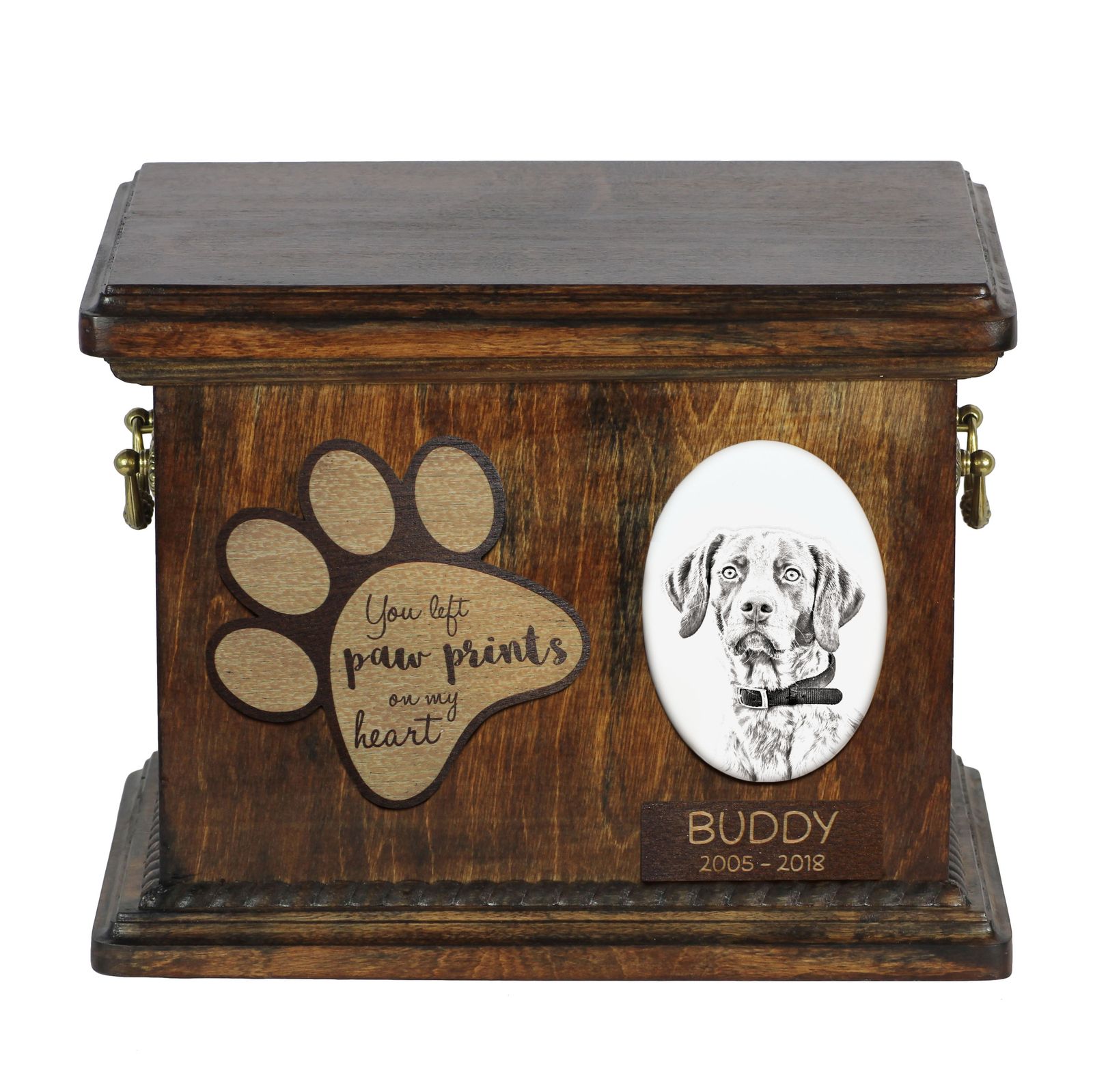 English Pointer Urn With Ceramic Plate Art-Dog