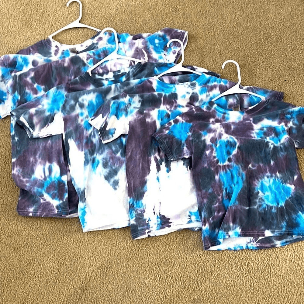 Matching Family Vacation Blue, Purple and White Starburst Tie Dye T-shirts (Mixe