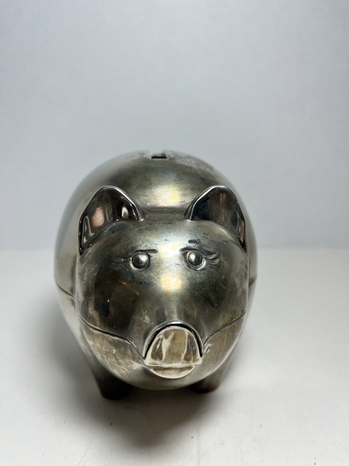 Vintage Silver Plated Piggy Bank Coin Bank