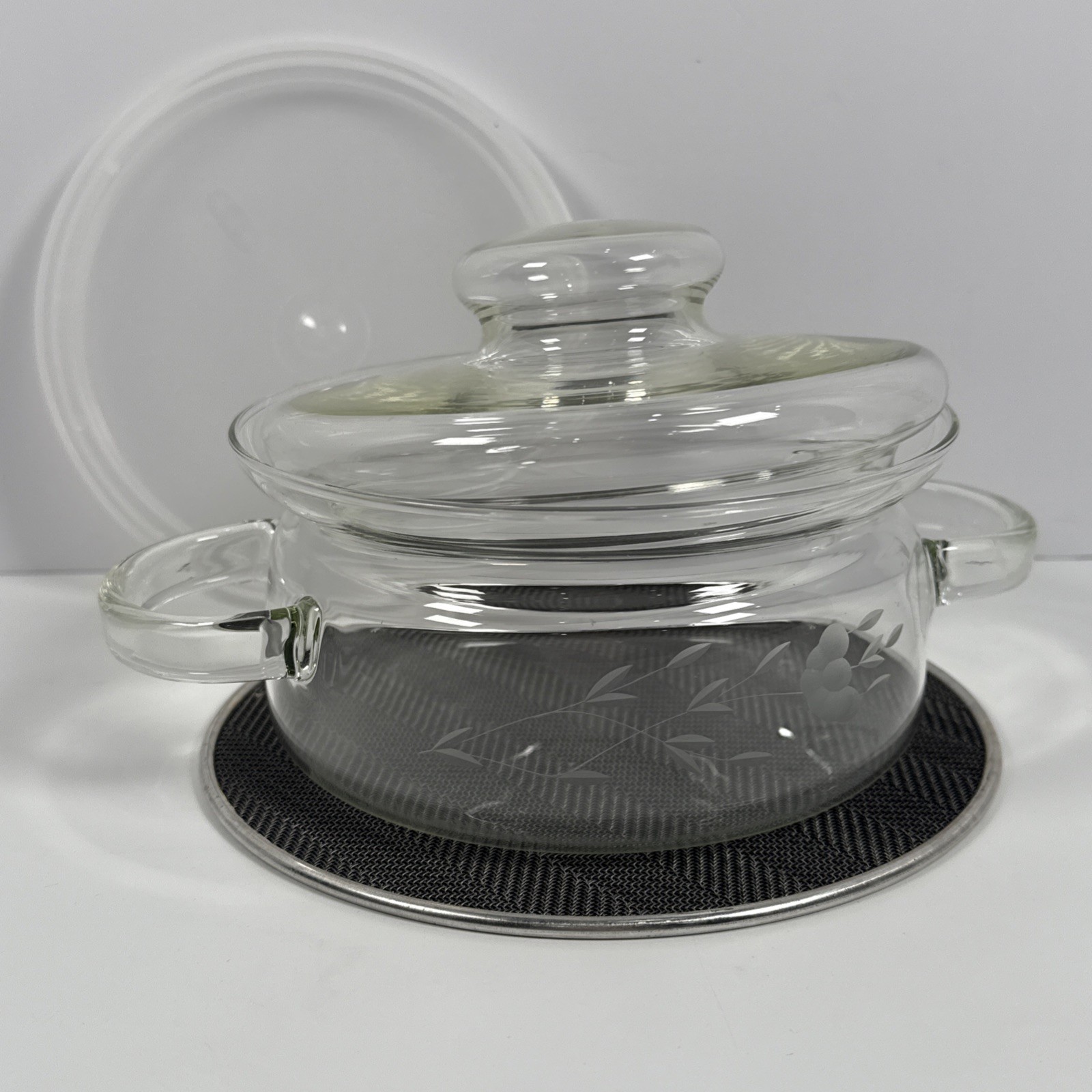 Princess House Heritage 1 Qt Casserole Dish w/ Glass Plastic Lid Diffuser