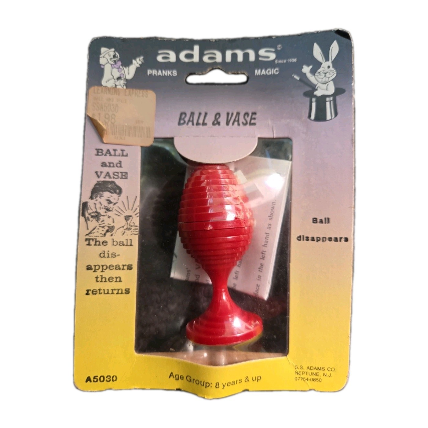 Vintage Magic Trick Adams Ball & Vase Classic Effect 1970s New Sealed USA Red