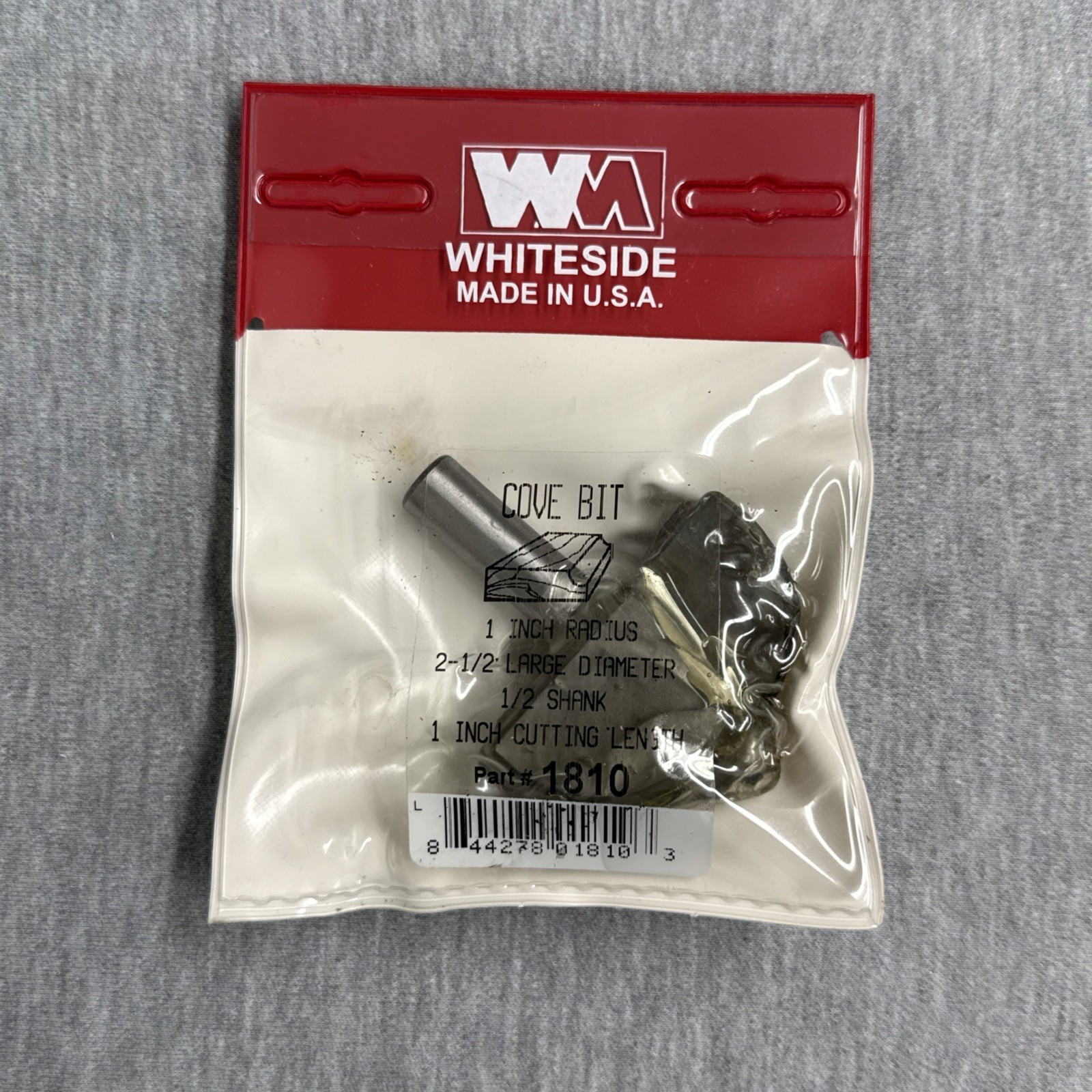 Whiteside 1810 Cove Router Bit with Bearing - 1/2"SH, 1"R, 1"CL
